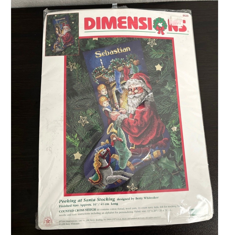 Dimensions Peeking at Santa Stocking Counted Cross Stitch Kit‎ 8620